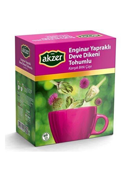 Akzer Enginar Yapraklı Deve Dikeni Tohumlu Karışık Bitki Çayı 60 Süzen Poşet