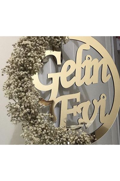 hediyeparki Bridal House Gold Plexi 30 cm Door Ornament