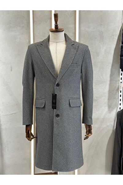 gambia outdoors Men's Gray Regular Fit Stamp Cotton Mono Collar Coat - High Q...