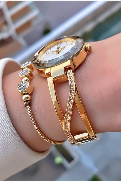 Fiesta Gold Yellow Steel Cord Small Case Women's Wristwatch - Bracelet