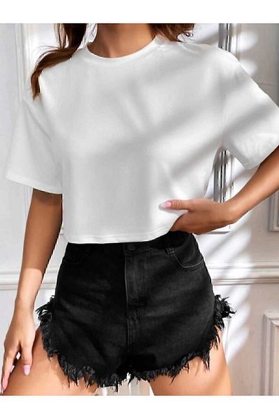 Seyyar Tricou tricotat crop cu decolteu