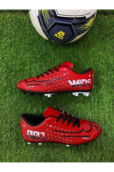 YUSUFSHOES Pantofi de fotbal Crampon Astroturf pentru băieți, roșii