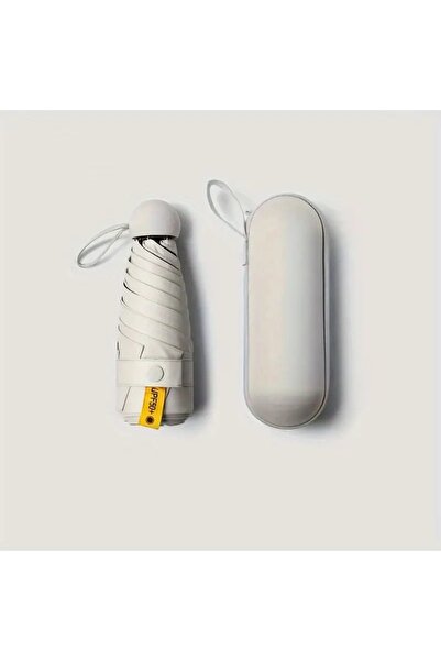 GlassySKY Yağmurlu/Güneşli Günler İçin Kutulu,Hafif Taşınabilir Tam Işık Geçirmez Kapsül Şemsiye Manuel Açılım