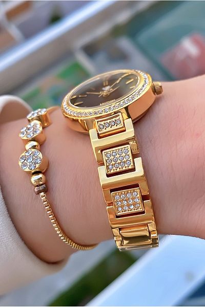 Fiesta Gold Yellow Steel Cord Small Case Women's Wristwatch - Bracelet