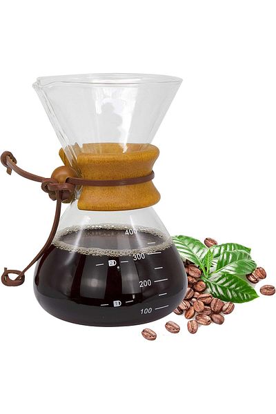 MIBRU Coffee glass drip pot wood neck 400ml