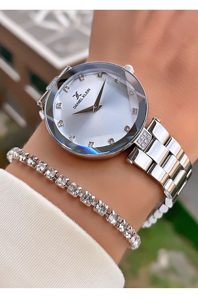 Daniel Klein Silver Color Women's Wristwatch and Bracelet - Brand