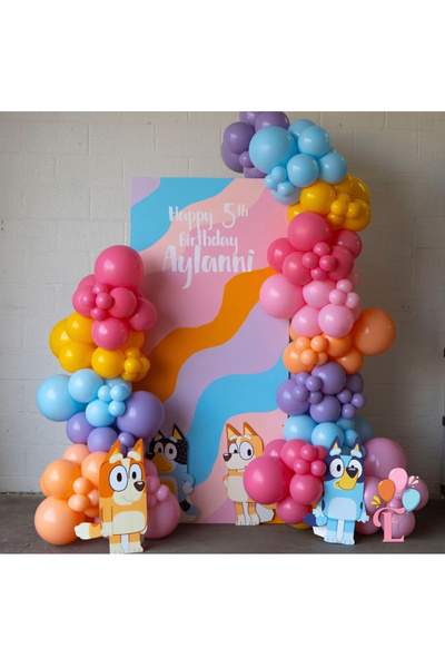 Çemrek Süs Parti Fuchsia Orange Mustard Purple Colored Balloon Chain Set of 100