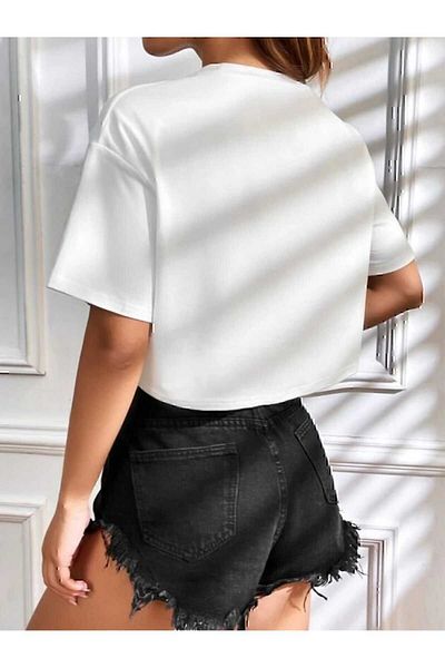 Seyyar Tricou tricotat crop cu decolteu