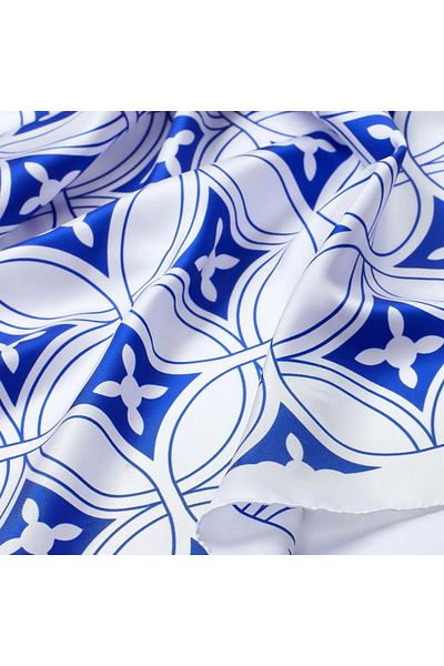 ANTORINI Ιταλική κατασκευή Geometric Blue Limited Edition Scarf Bandana - Como Scarf