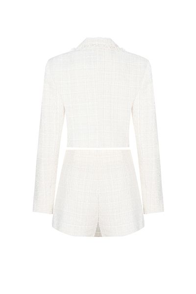 PleasureOfSilk Tweed Crop kabát és rövidnadrág szoknya szett