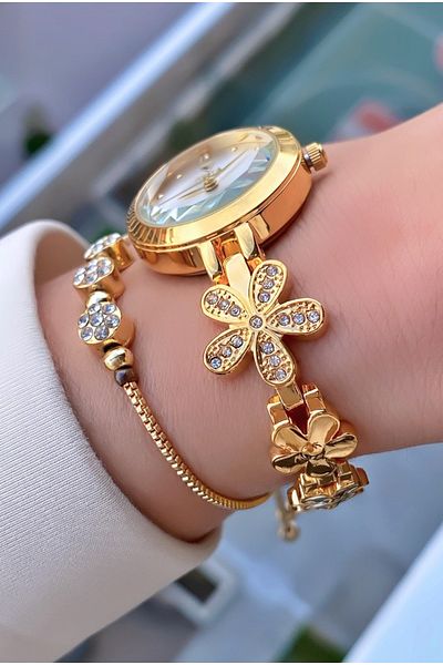 Fiesta Gold Yellow Steel Cord Small Case Women's Wristwatch - Bracelet