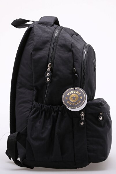 KISCHE Krinkil Водонепроникний чорний шкільний рюкзак з відділенням для ноутбука, стильний дизайн і міцність