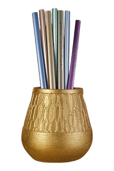 Evene Gold Colored Pen Holder Organizer - Desk Pen Holder Model 3