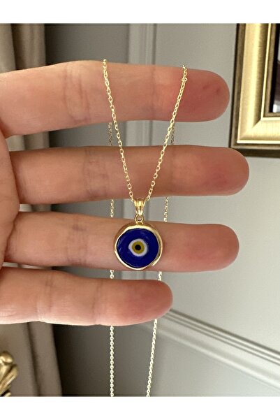 emy by emel luxury silver jewelry Altın Kaplama Nazar Boncuklu Kolye 925 Ayar Gümüş