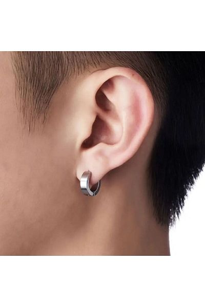 SE Jewellery Unisex Silver Color Medium Size Classic Hoop Earrings - 1.2 cm