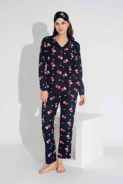 MEBA Women's Mother-Daughter (Combination You Do Yourself) Seasonal Suede Front Buttoned Pajama Set