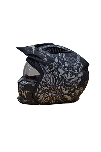 MT Kask Mt Street Fıghter Sv Hellısh B2 Mat Siyah-Gri