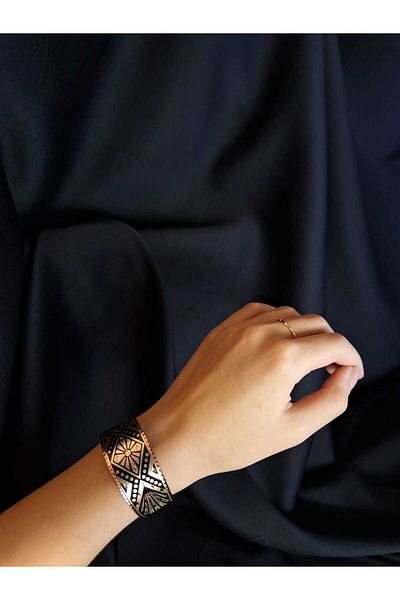 PrestigeSO Black Copper Bracelet - Custom Embroidered and Adjustable Bracelet