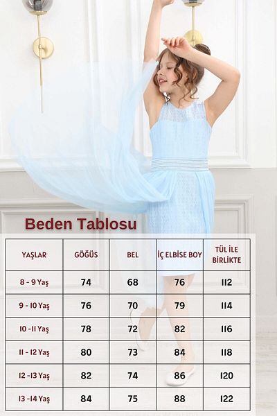Pantulux Rochie albastru deschis cu model guipur pentru copii Rochie pentru ziua speciala petrecere de aniversare