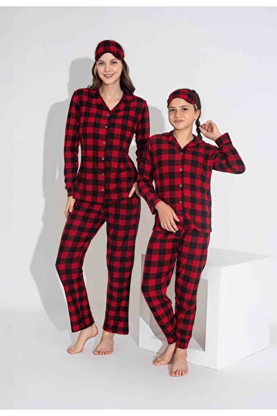 MEBA Kadın Anne-kız (KOMBİNİ KENDİNİZ YAPIYORSUNUZ) Mevsimlik Süet Önden Düğmeli Pijama Takımı