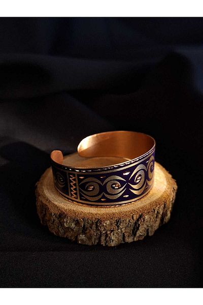 PrestigeSO Copper Bracelet, Floral Bracelet, Purple Copper Bracelet, Flower Inlaid Bracelet