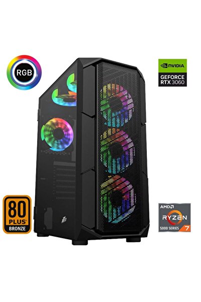 XASER Xsr625 Ryzen 7 5700x 16GB Ram 512GB M.2 NVMe SSD 12GB RTX3060 Ekran Kar...