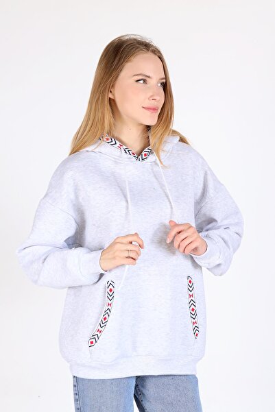 Rays 9141M Суитшърт с качулка Karmelange - с щампа и джоб на яка