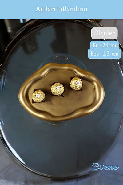 Evene Gold Antique Dragee Sugar Bowl - Decorative Presentation Plate, Color Model 18
