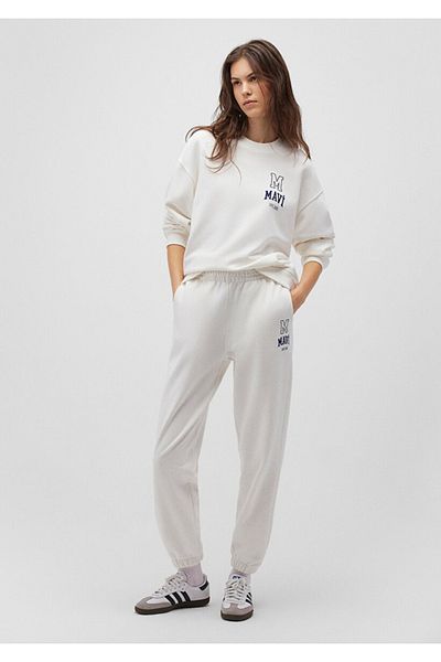 Mavi White Logo Printed Sweatpants