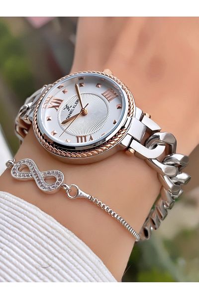 Daniel Klein Silver Women's Wristwatch and Bracelet Gift