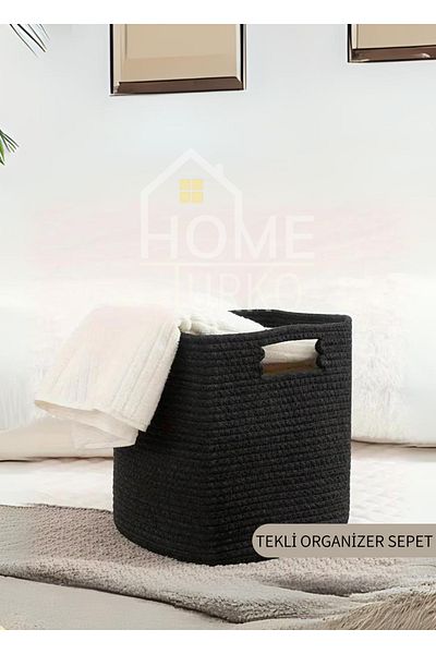 HomeTurko Cute Wicker Square Basket - Single Jute Woven, Home Office Room Dormitory Storage Accessory