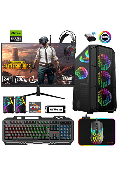 XASER Xsr632 Ryzen 7 5700x 32GB Ram 1TB M.2 NVMe SSD 12GB RTX3060 24"Curved 1...
