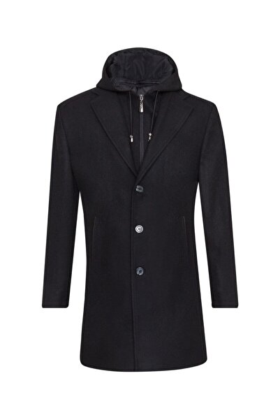 gambia outdoors Men's Black Hooded Stamp Coat Cotton Plus Size Classic Zipper...