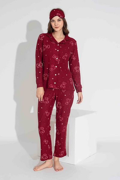 MEBA Set de pijamale de sezon din piele intoarsa cu nasturi in fata pentru femeie mama-fiica (COMBINE YOU DO IT YOURSELF)