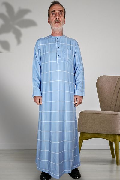 Royal Attire Men's Fistan - Hajj Umrah Clothes, Long Sleeve, Button-Free Pocket, Summer Comfortable Wear