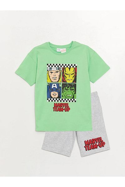 LC Waikiki Σετ πιτζάμες LCW Kids Crew Neck Marvel με κοντό μανίκι για αγόρι με σορτς