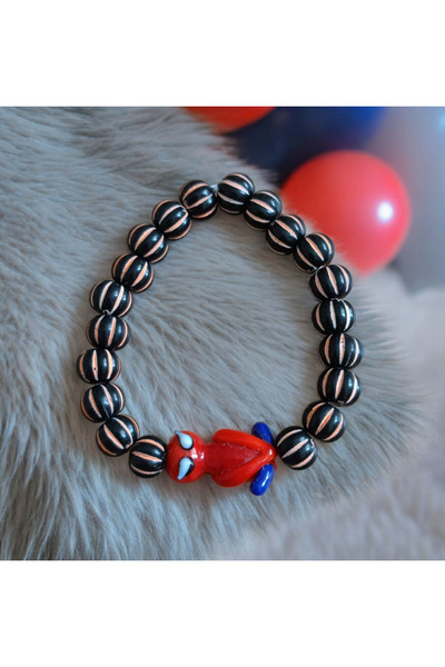 feyza collection Spiderman - Örümcek Adam Murano Figürlü Çocuk Bilekliği