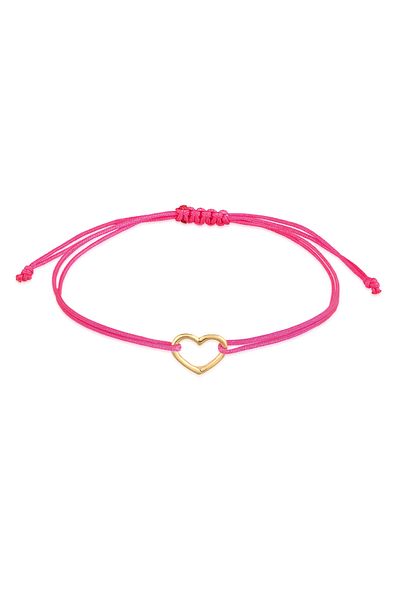 ELLI Armband aus 925er-Sterlingsilber für Damen – Herz-Liebes-Textilband, vergoldet