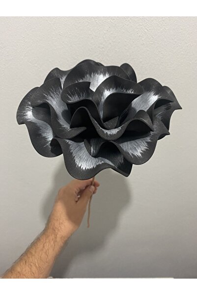 Ayka Aksesuar Floare artificială decorativă din latex Eva de lux, realizată manual, detaliată în negru argintiu - floare din spumă