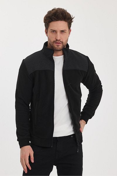 yakamor Men's Garnished Zippered Fleece Jacket