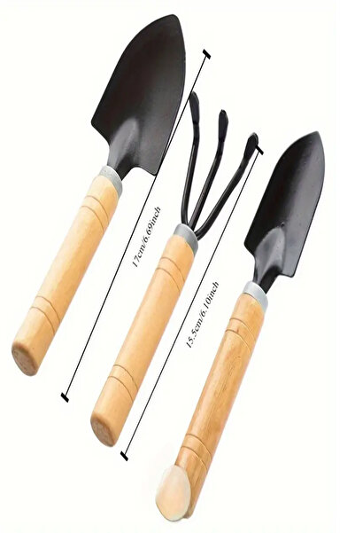 Tor Store Portatif Çok Amaçlı Kamp Hobi Bahçesi Saksı İçin Mini Kazma Kürek L Tırmık Seti 3 in 1