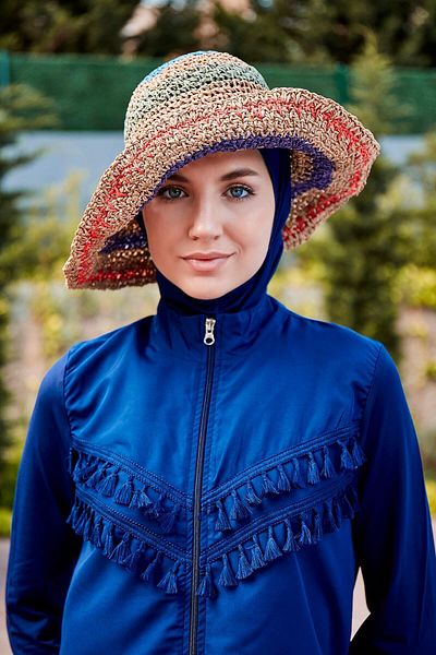 Marina Плетена сламена шапка в цвят норка 11507