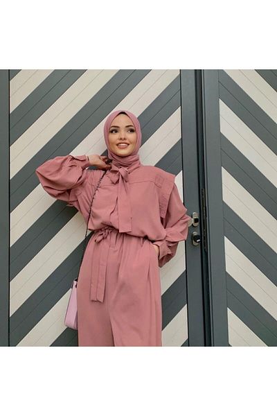 Organic Hijab Χτενισμένο Βαμβακερό Σάλι Hijap Model-Dry Rose