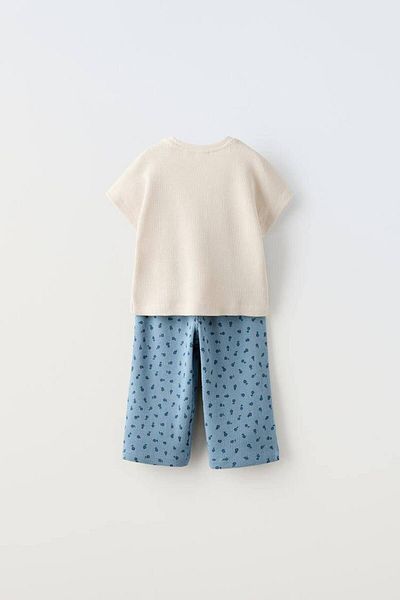 Ladin Store New Season Κοριτσίστικο βαμβακερό κοστούμι Seersucker - Crew Neck, Σετ δύο κάτω-πάνω