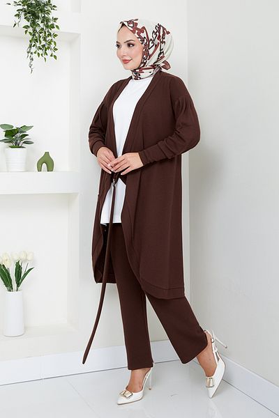ModaMerve 5684Znk903-M Brown Colored Side Tie Double Set