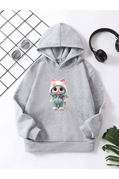 YUNAYT Παιδική μπλούζα με κουκούλα με στάμπα