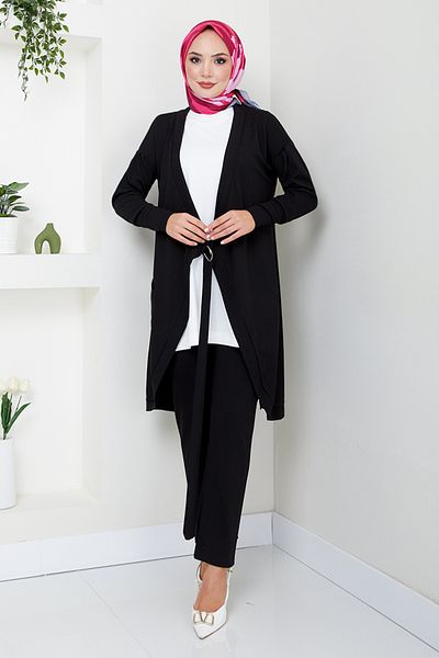 ModaMerve Set negru din două piese - Legătură laterală 5684ZNK903-M