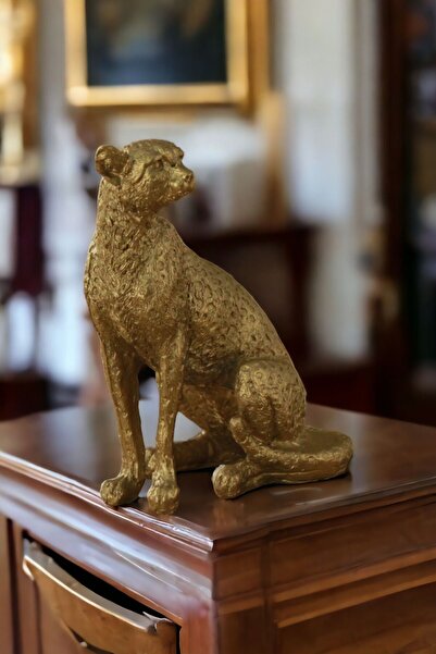 Rugad Biblo Dekoratif Heykel Leopar Biblosu Altın Renk Model 33