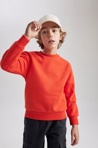 DeFacto Boy's Crew Neck Sweatshirt - Regular Fit