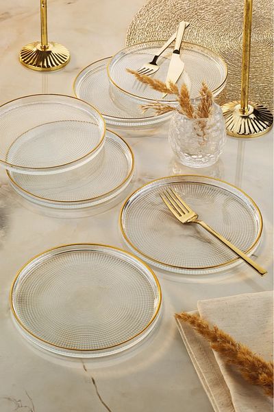 Fecra Loren 6-Piece Cake Plate Set Gold Mesh 16 Cm